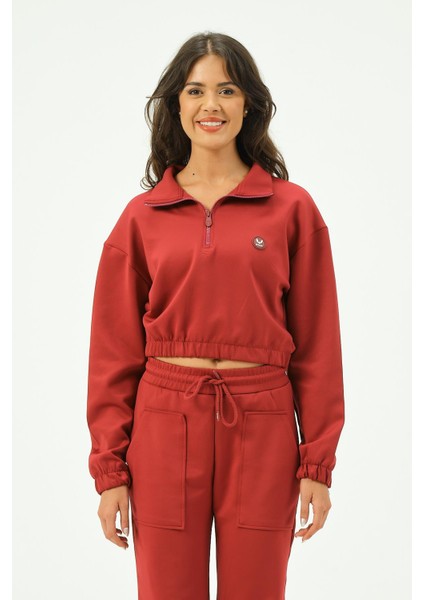 Kadın Crop Sweatshirt Scuba Kumaşı