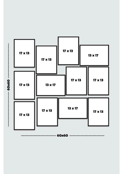 12 Parça Siyah Çerçeve Görünümlü Mdf Tablo Seti