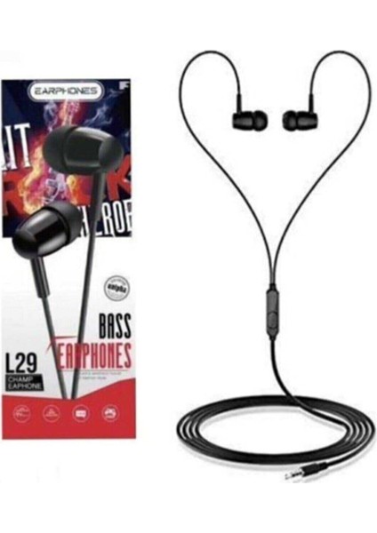 L29 Platoon Bass Earphones Kulaklık Siyah