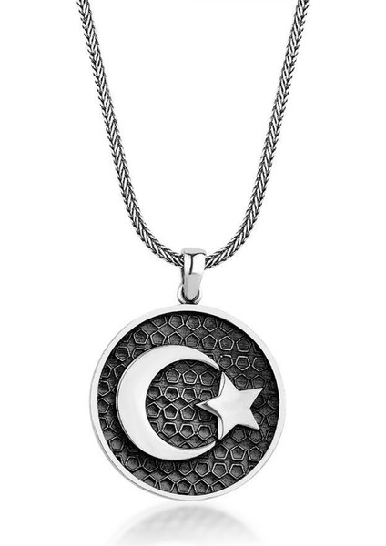 925 Ayar Gümüş Ay-Yıldız Erkek Kolye