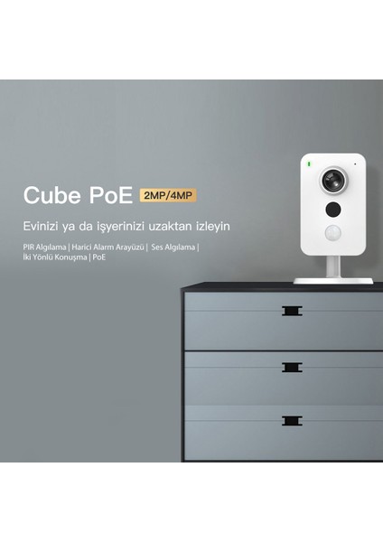 IMOU Cube İç Ortam Akıllı PoE Kamera/4 MP-Gece Görüşü-SD Kart Desteği-Hareket ve PIR Algılama-İki Yönlü Konuşma-ONVIF-Bulut Hizmeti (IPC-K42AP)