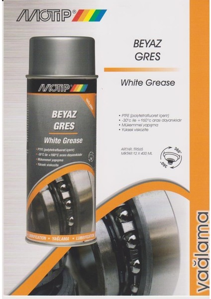 Beyaz Gres Yağlama Spreyi 400 Ml. fiyatları