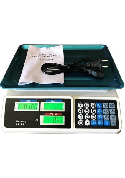 Tartı Maksimum Çift Ekran Dijital Elektronik Terazi Bakkal Manav Pazarcı Mutfak 40 kg 2 Gram Hassasiyetli