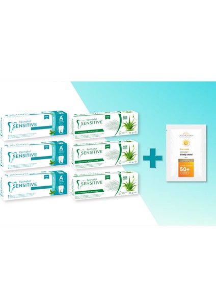 Epinafol Sensitive Aloevera&antitartar Karma Set 6'lı + Cozmoderm Güneş Kremihediyeli