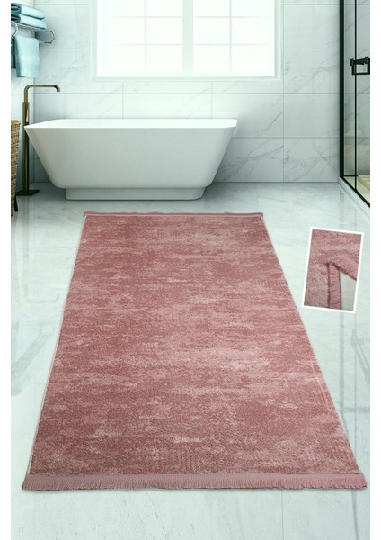 Nova Pembe 120X180 cm Büyük Ebat Banyo Paspası Kaymaz Peluş Saçaklı Püsküllü Banyo Halısı