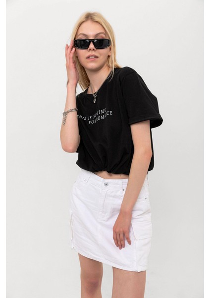 No Time For Romance Baskılı Oversize %100 Pamuk Kadın Tişört