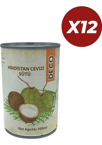 Hindistan Cevizi Sütü - Coconut Milk 400 ml 12 Adet