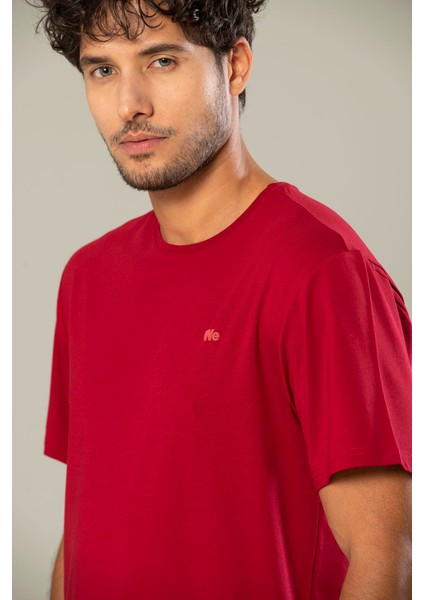 Bordo Erkek Modal Comfort Fit Basic T-Shirt 239 modelleri
