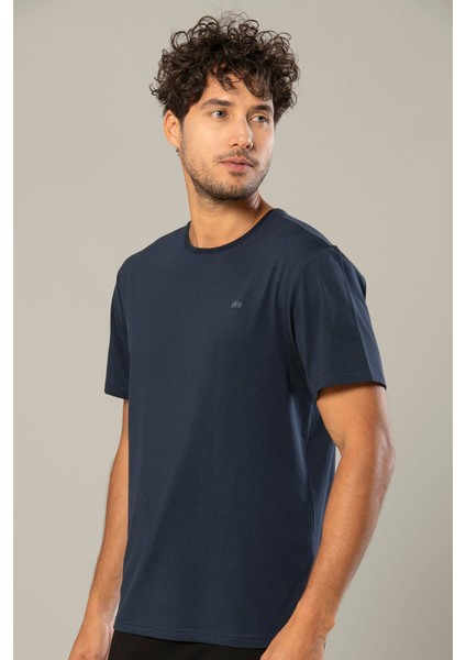 Lacivert Erkek Modal Comfort Fit Basic T-Shirt 239