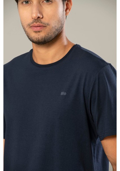 Lacivert Erkek Modal Comfort Fit Basic T-Shirt 239