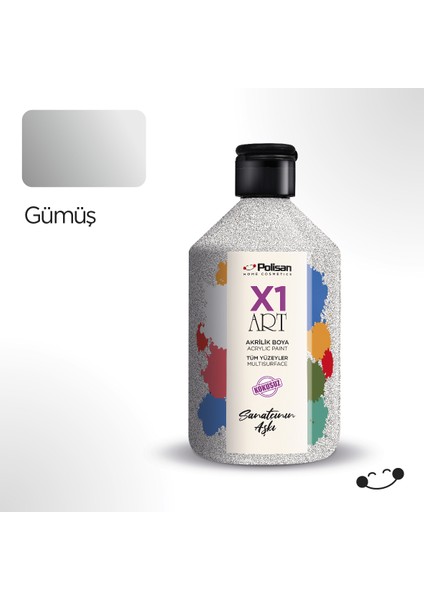 X1 Art Multisurface Hobi Boyası Gümüş (Sedef) 500 ml