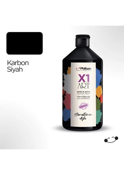 X1 Art Multisurface Hobi Boyası Karbon Siyah 1000 ml