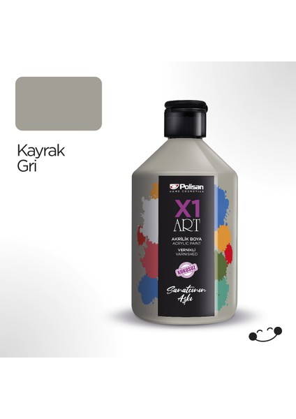 X1 Art Vernikli Hobi Boyası Kayrak Gri 500 ml