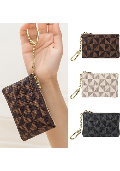 Kadınlar Için Zincirli Para Anahtar Saklama Çantası, Lüks Tasarımcı Damalı Deri Mini Çanta, Küçük Fermuarlı Cüzdan, Moda Anahtarlık (Yurt Dışından) fiyatları