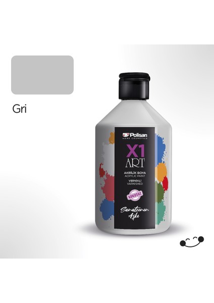 X1 Art Vernikli Hobi Boyası Gri 500 ml
