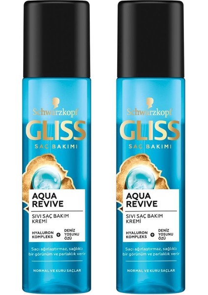 Aqua Revive Hyaluron Ve Deniz Yosunu Içeren Nemlendirici Sıvı Saç Kremi 200 Ml X 2 Adet