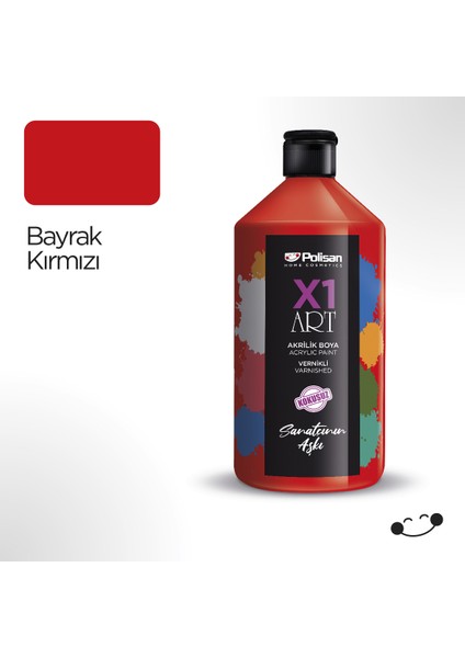X1 Art Vernikli Hobi Boyası Bayrak Kırmızı 1000 ml