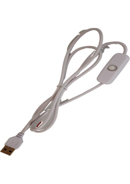 100 cm 2 Amper Swich'li Açık Uçlu Anahtarlı Beyaz USB Kablo USB Erkek Kablo