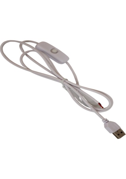 100 cm 2 Amper Swich'li Açık Uçlu Anahtarlı Beyaz USB Kablo USB Erkek Kablo