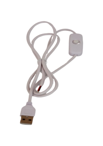 100 cm 2 Amper Swich'li Açık Uçlu Anahtarlı Beyaz USB Kablo USB Erkek Kablo