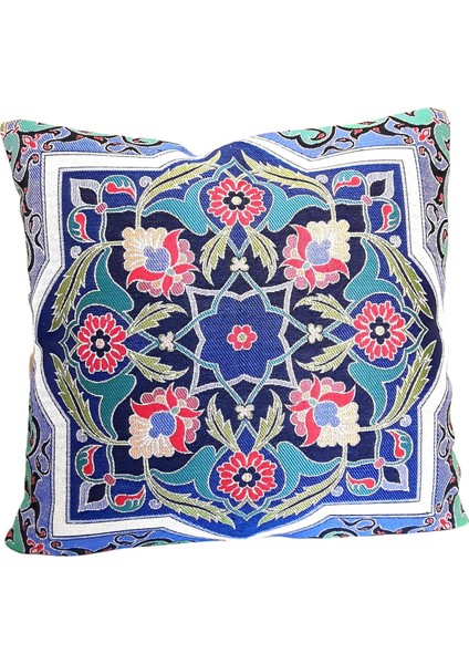 Dokuma Osmanlı Çini Motifli Yastık Kılıfı