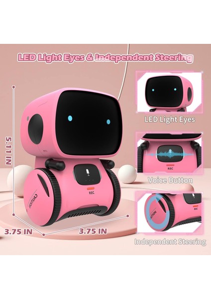 Kaekid Dokunmatik Sensörlü Interaktif Akıllı Robotik - Pembe
