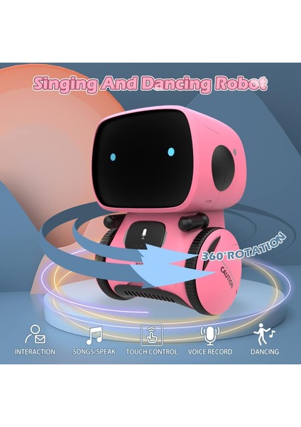 Kaekid Dokunmatik Sensörlü Interaktif Akıllı Robotik - Pembe