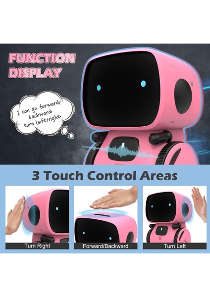 Kaekid Dokunmatik Sensörlü Interaktif Akıllı Robotik - Pembe