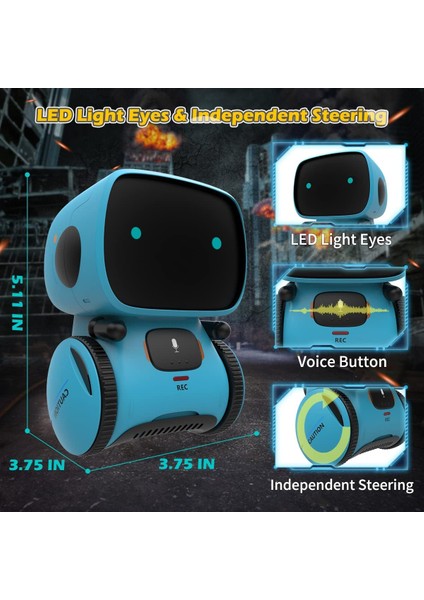 Kaekid Dokunmatik Sensörlü Interaktif Akıllı Robotik - Mavi