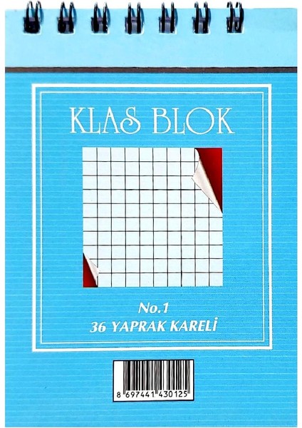 Book 10.5x7.5 Üstten Spiralli 36 Yaprak Bloknot Not Defteri Kareli 1 Adet