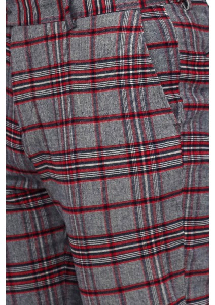Ekose Desenli Slim Fit Koyu Mavi Erkek Pantolon fiyatları