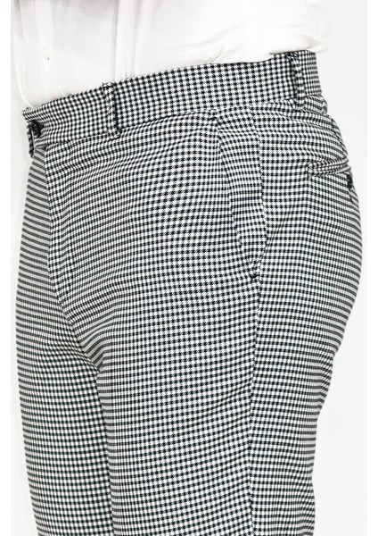 Kaz Ayağı Desenli Slim Fit Gri Erkek Pantolon fiyatları