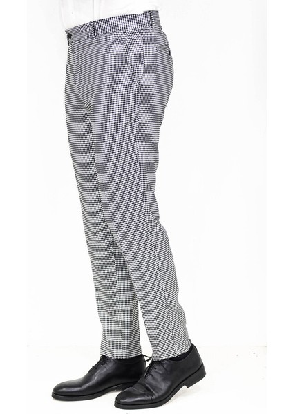 Kaz Ayağı Desenli Slim Fit Gri Erkek Pantolon fırsatları