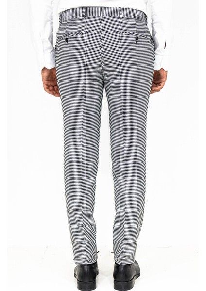 Kaz Ayağı Desenli Slim Fit Gri Erkek Pantolon indirimleri