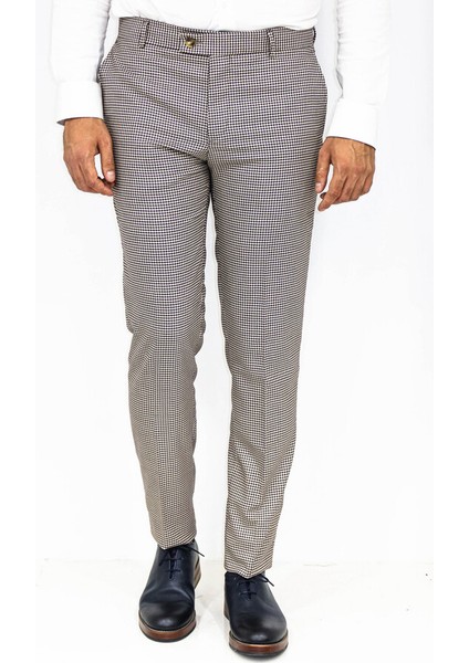 Kazayağı Desenli Açık Kahverengi Erkek Pantolon fırsatları