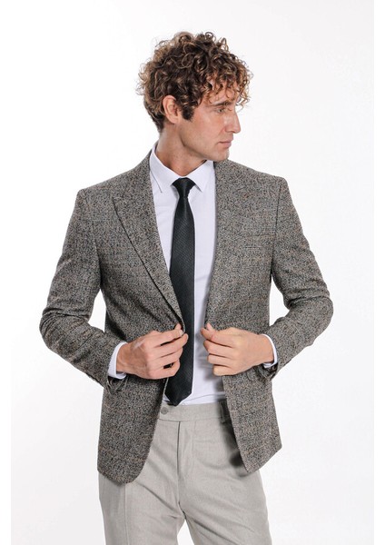 Ekose Desen Slim Fit Siyah Erkek Ceket fırsatları