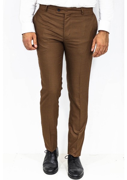 Desenli Kahverengi Erkek Kumaş Pantolon fırsatları