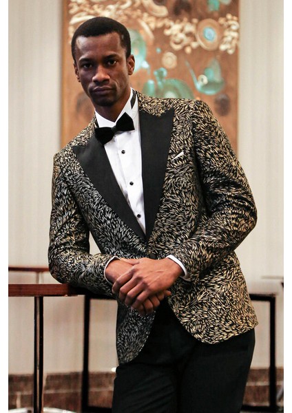 Tüy Desenli Slim Fit Siyah Erkek Smokin Ceket fiyatları