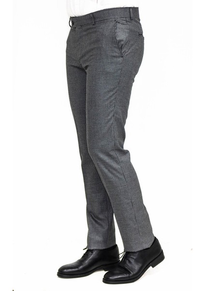 Kazayağı Desenli Füme Erkek Pantolon modelleri