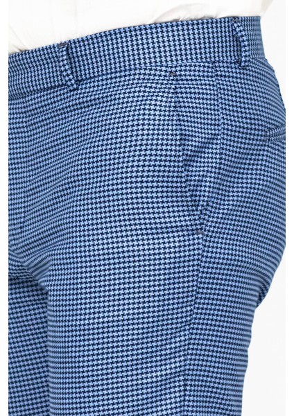 Kazayağı Desenli Indigo Mavi Erkek Pantolon fiyatları