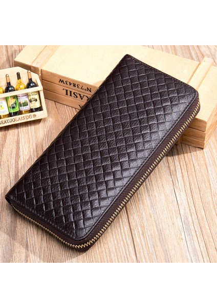 Ekose Erkek Cüzdan - Koyu Kahverengi (Yurt Dışından)