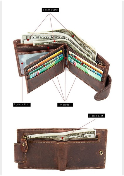 Erkek Tokalı Çok Fonksiyonlu Cüzdan - Koyu Kahverengi (Yurt Dışından) fiyatları