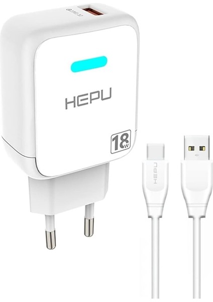 3.0 Qualcomm 18W Hızlı Şarj Aleti Type-C Kablo Adaptör Set Samsung Huawei Xiaomi Uyumlu HP618