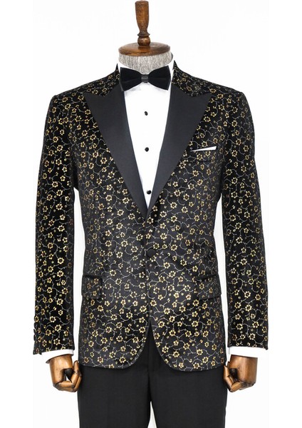 Mini Çiçek Desenli Siyah Erkek Smokin Ceket fiyatları