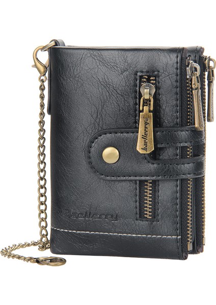 Kısa Çift Fermuarlı Cüzdan - Siyah (Yurt Dışından)