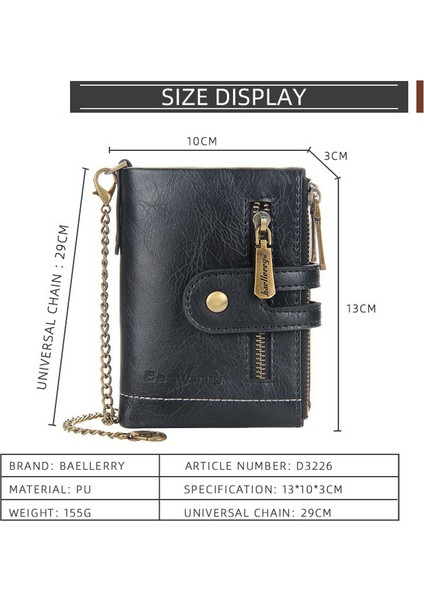 Kısa Çift Fermuarlı Cüzdan - Siyah (Yurt Dışından) fiyatları