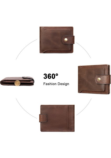 Erkek Kısa Retro Cüzdan - Koyu Kahverengi (Yurt Dışından) modelleri