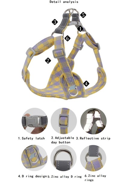 Ekose Köpek Göğüs Tasması - Sarı (Yurt Dışından) modelleri