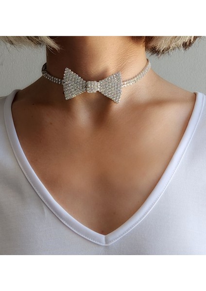 Papyon Model Marjinal Farklı Silver Gümüş Renkli Choker Tasma Model