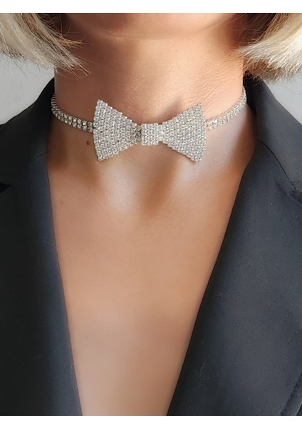 Papyon Model Marjinal Farklı Silver Gümüş Renkli Choker Tasma Model